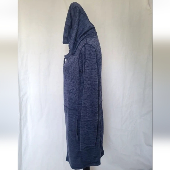 Athleta Blue Heathered Hooded Sweater Dress Medium Long Sleeve Pockets - Picture 3 of 5